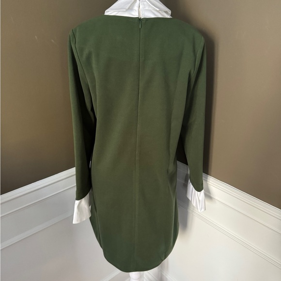 Elegant Green Midi Dress with White Collar - Picture 4 of 4